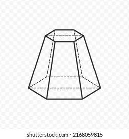 Vector Illustration Of Frustrum Of A Hexagon Pyramid 3D Geometric Shapes In Dark Color And Transparent Background(png).