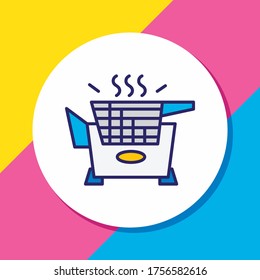 Vector illustration of fryer icon colored line. Beautiful electric utility element also can be used as cooking basket icon element.