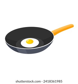 Vector illustration of frying eggs in a frying pan. Omelette pan isolated on white background. Suitable for kitchen equipment logos