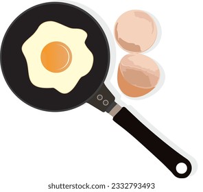Vector illustration of a frying pan with a fried egg in it.