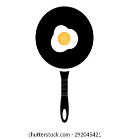 Vector illustration of a frying pan with fried eggs