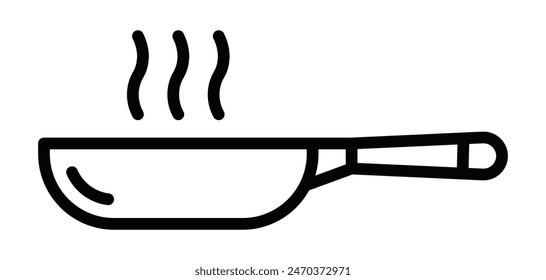 Vector illustration of a frying pan icon with steam. Perfect for representing cooking, kitchen, and food preparation concepts. Editable stroke. 