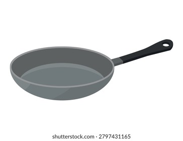 Vector Illustration of a Frying Pan in a Side Perspective. Clean Flat Design, Perfect for Kitchen, Cookware, and Food-Themed Designs.