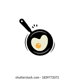 Vector illustration of frying pan with yellow eggs