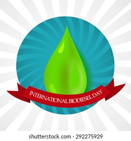 Vector illustration of a fuel drop with red ribbon for International Biodiesel Day.
