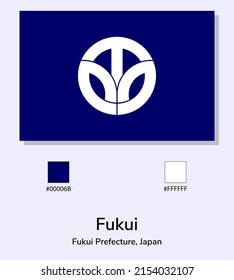 Vector Illustration of Fukui Prefecture flag isolated on light blue background. Fukui Prefecture flag with Color Codes. As close as possible to the original. ready to use, easy to edit. 
