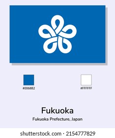 Vector Illustration of Fukuoka Prefecture flag isolated on light blue background. Fukuoka Prefecture flag with Color Codes. As close as possible to the original. ready to use, easy to edit. 
