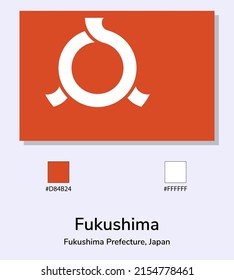 Vector Illustration of Fukushima Prefecture flag isolated on light blue background. Fukushima Prefecture flag with Color Codes. As close as possible to the original. ready to use, easy to edit. 

