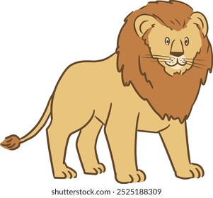 Vector illustration of full body of adult male lion