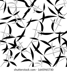 Vector illustration full frame pattern of bamboo young shoots and leaves isolated on white background 