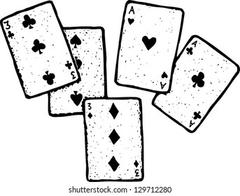 Vector illustration of full house poker hand