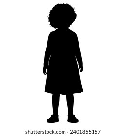 Vector illustration. Full length silhouette of a child. Print sticker template.