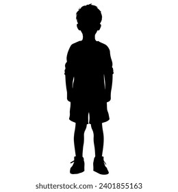 Vector illustration. Full length silhouette of a child. Print sticker template.