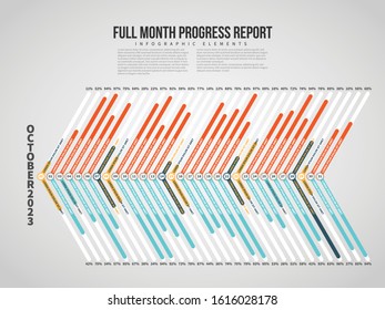 Vector illustration of Full Month Progress Report Infographic design element.