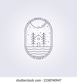 A vector illustration of a full moon cabin icon on an isolated background