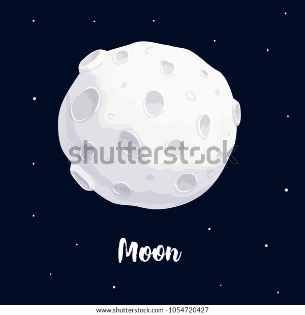vector illustration of full moon cartoon in the dark blue background