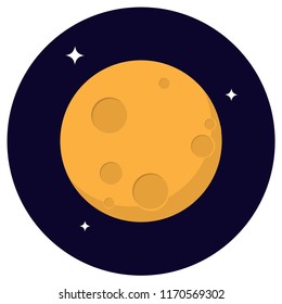 Imagen vectorial de luna llena. Satélite terrestre en el espacio. Diseño plano.