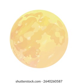 Vector illustration of full moon. Hand-drawn illustrations in watercolor.