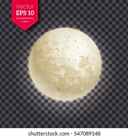 Vector illustration of full moon isolated on transparency background.