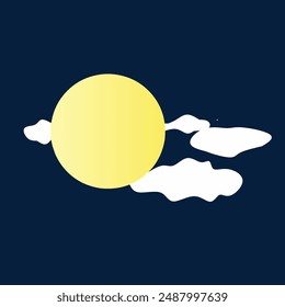 vector illustration of a full moon night with clouds 