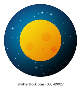 Vector illustration of full moon on night starry sky