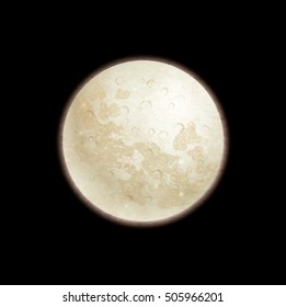 Vector illustration of full moon on black background.