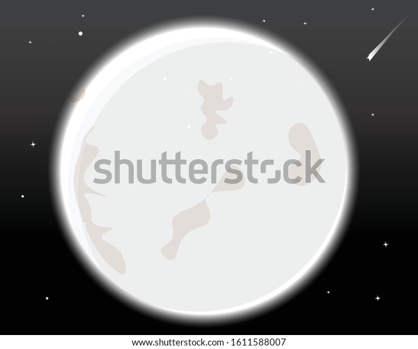 Vector illustration of full moon with stars around.\
Detailed moon vector 
