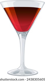 Vector illustration of a full red wine glass