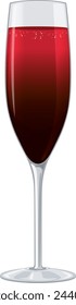 Vector illustration of a full red wine glass.