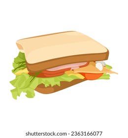 Ilustración vectorial del sándwich completo aislado en fondo blanco