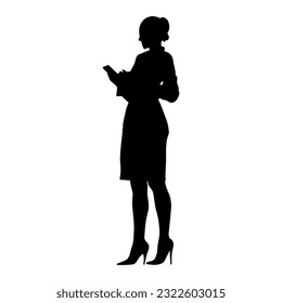 Vector illustration. Full-length silhouette of a woman. Psychologist doctor.