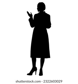 Vector illustration. Full-length silhouette of a woman. Psychologist doctor.