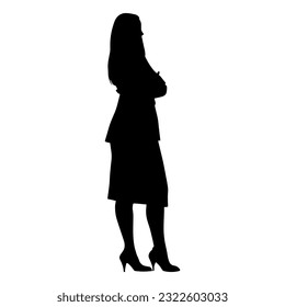 Vector illustration. Full-length silhouette of a woman. Psychologist doctor.