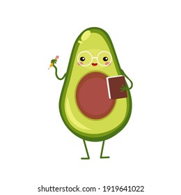 vector illustration with fun avocado, different character emotions. cartoon flat style. vegetables stickers