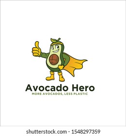 Vector illustration of a fun avocado superhero character wearing a yellow cape and boots, giving a thumbs up. Perfect for organic food brands, eco-friendly packaging, healthy lifestyle campaigns, vegan products, and sustainable business mascots. Clean and modern cartoon style.