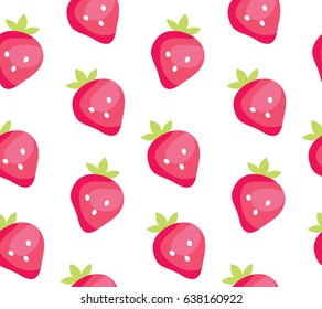 Vector illustration. Fun bright summer pattern of strawberries. White background.
