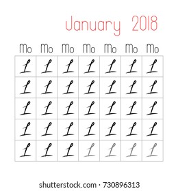vector illustration fun calendar of motivation every day the first day of Monday