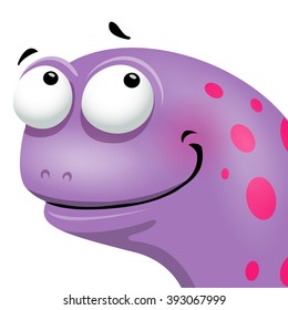 Vector illustration of fun cartoon dinosaur character on white background. Vector illustration.
