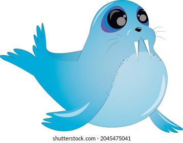 
vector illustration fun cartoon  walrus 