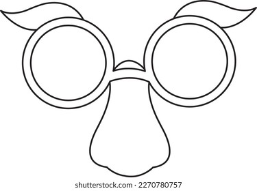 vector illustration of fun mask, party glasses, party template, clown glasses, doodle and sketch 