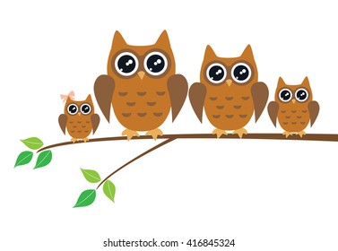 vector illustration of fun owl birds background