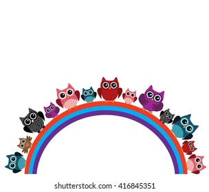 vector illustration of fun owl birds background