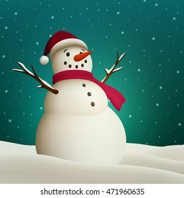 Vector Illustration of a Fun Snowman 