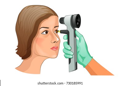 vector illustration of a fundus examination using Ophthalmoscope.
