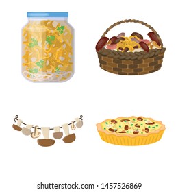 Vector illustration of fungus and food logo. Collection of fungus and fresh stock symbol for web.