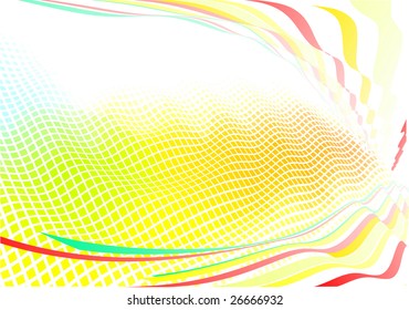 Vector illustration of funky abstract background made of geometric squares and curved lines. Great for backgrounds or layering over other images