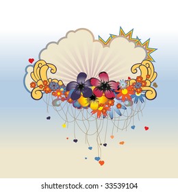 Vector illustration of funky Abstract floral  border