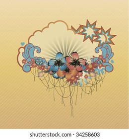 Vector illustration of funky Abstract floral  border