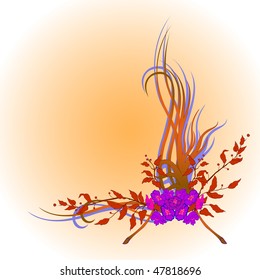 Vector illustration of funky Abstract floral  border