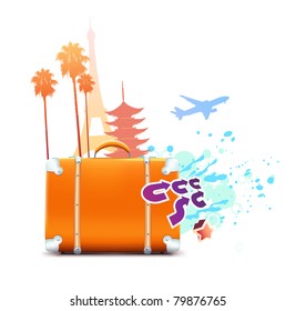 Vector illustration of funky abstract summer travel background